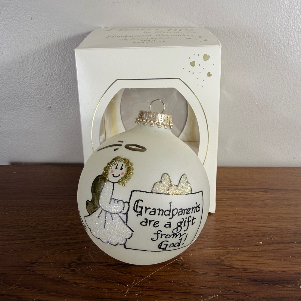 Heart Gifts by Teresa Grandparents Gift From God Glass Ornament Hand Painted Box